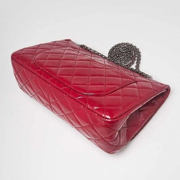 Chanel Dark Pink 2.55 Reissue Quilted Patent Leather 227 Jumbo Flap Bag - Picture 11 of 12